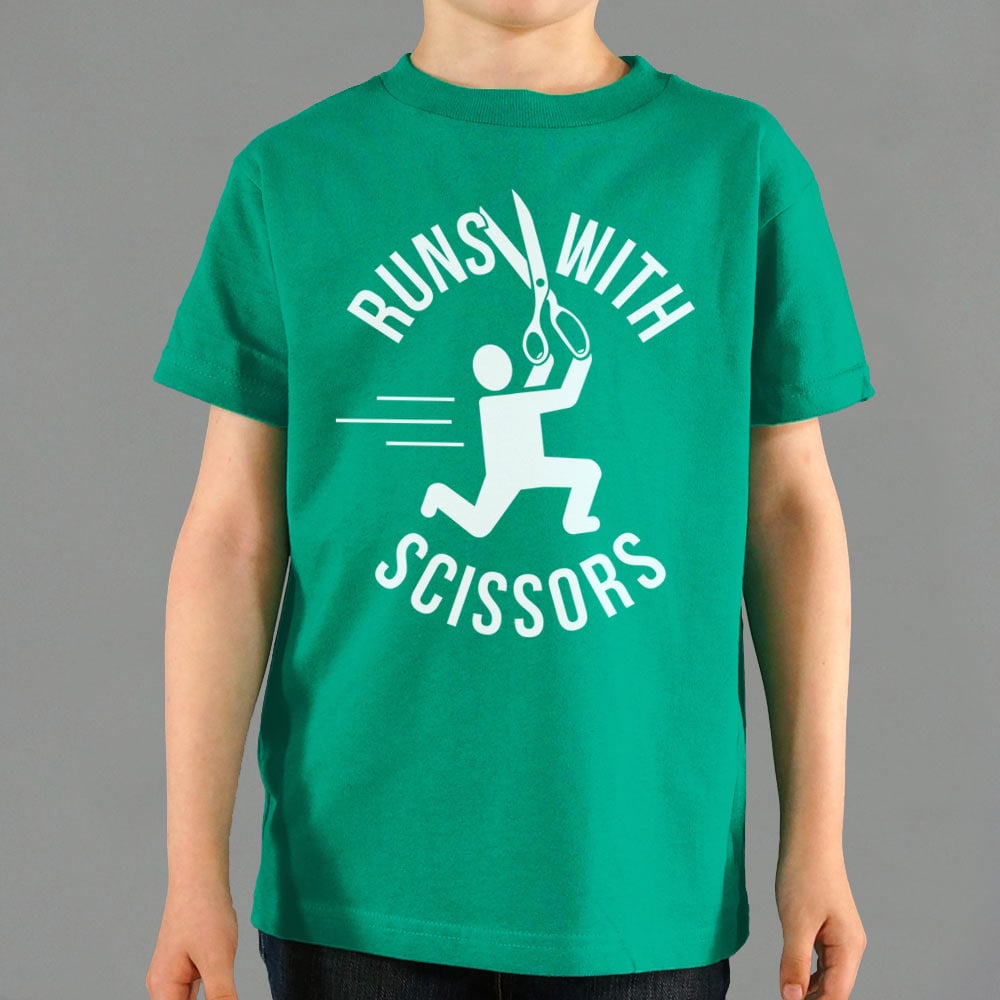 Runs With Scissors Stick Figure Warning Sign