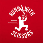 Runs With Scissors Stick Figure Warning Sign