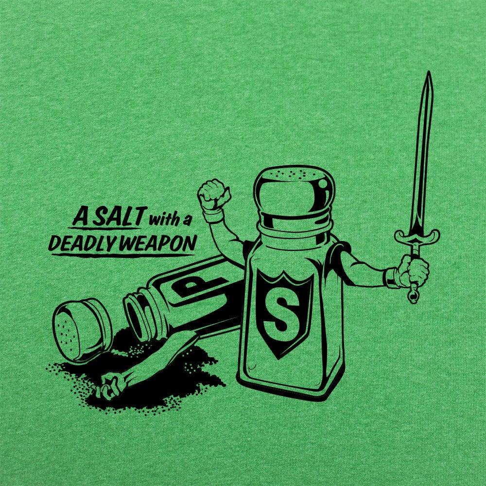 A Salt With a Deadly Weapon. Salt Shaker Wielding a Sword