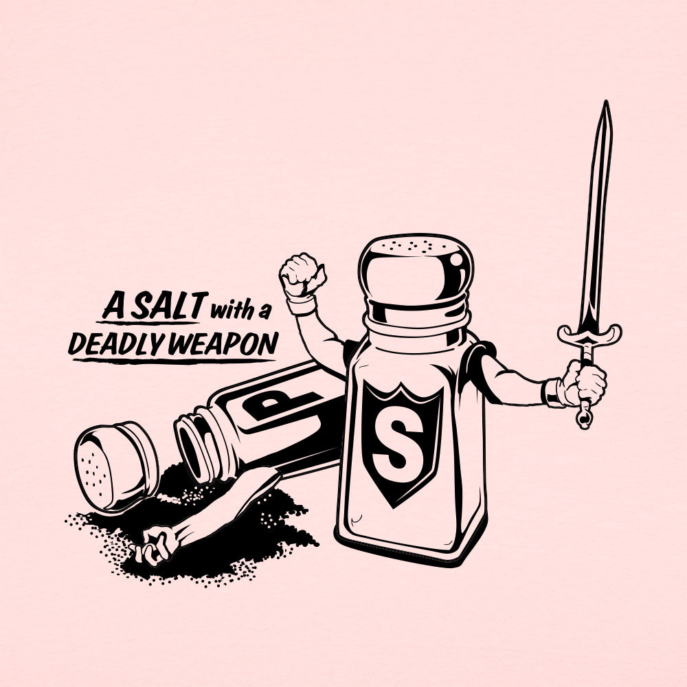 A Salt With a Deadly Weapon. Salt Shaker Wielding a Sword