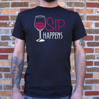 Sip Happens Wine Glass Pun