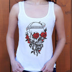 Skull And Roses Tattoo Design with Love and Death Banner