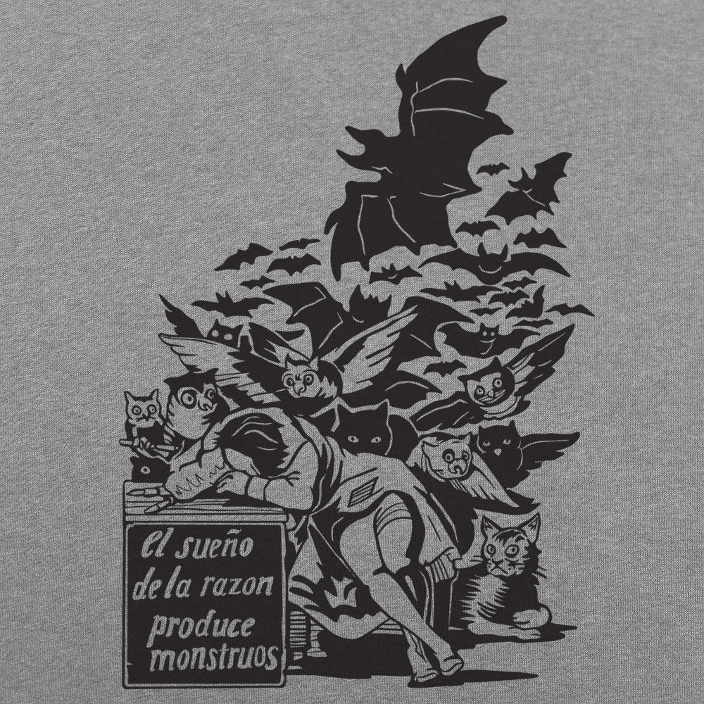 Sleep of Reason Produces Monsters. Goya Art with Owls and Bats