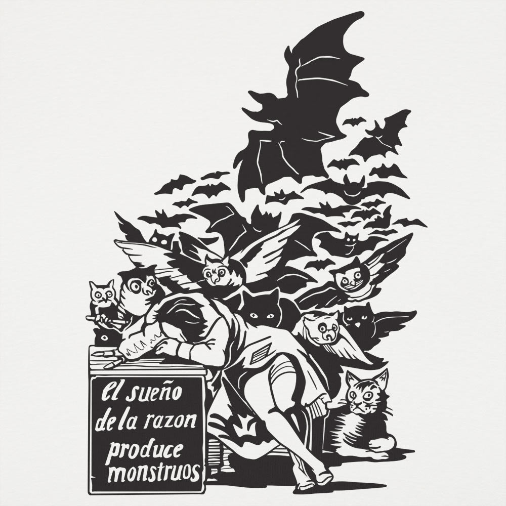 Sleep of Reason Produces Monsters. Goya Art with Owls and Bats
