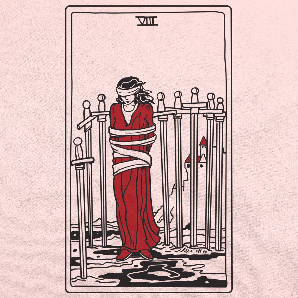 Tarot Card Eight Of Swords Blindfolded Woman Bound