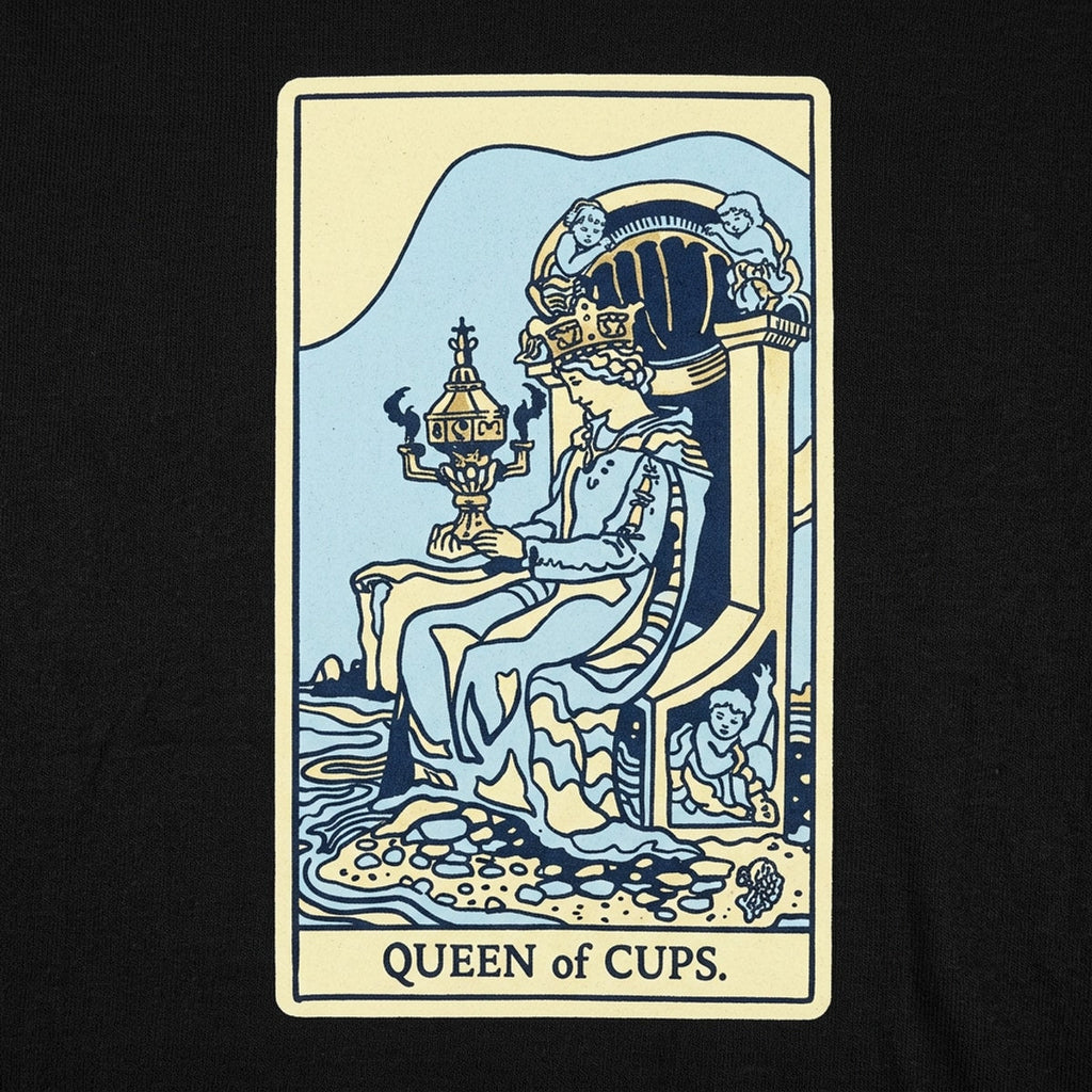 Tarot Queen of Cups Card on Throne with Chalice