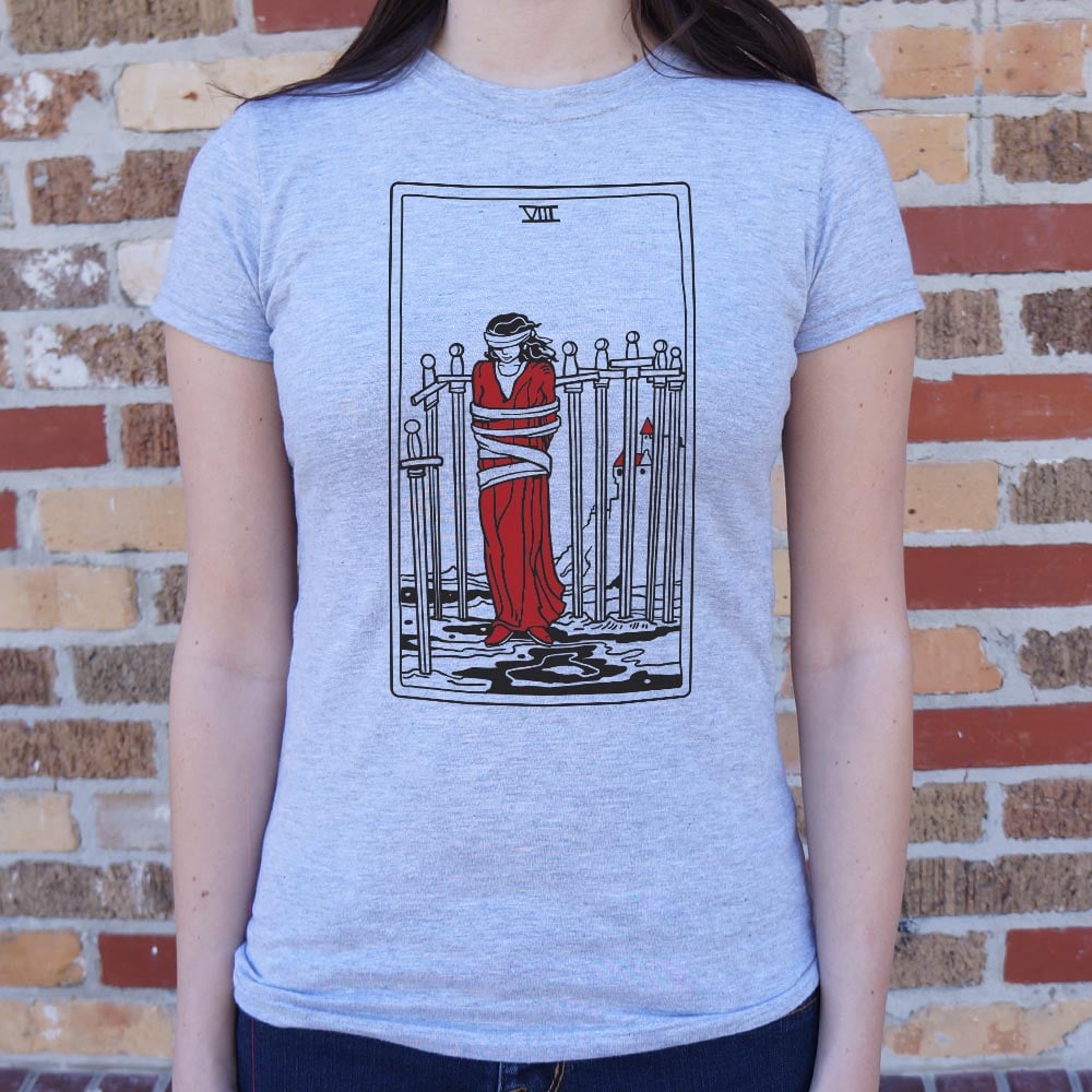 Tarot Card Eight Of Swords Blindfolded Woman Bound