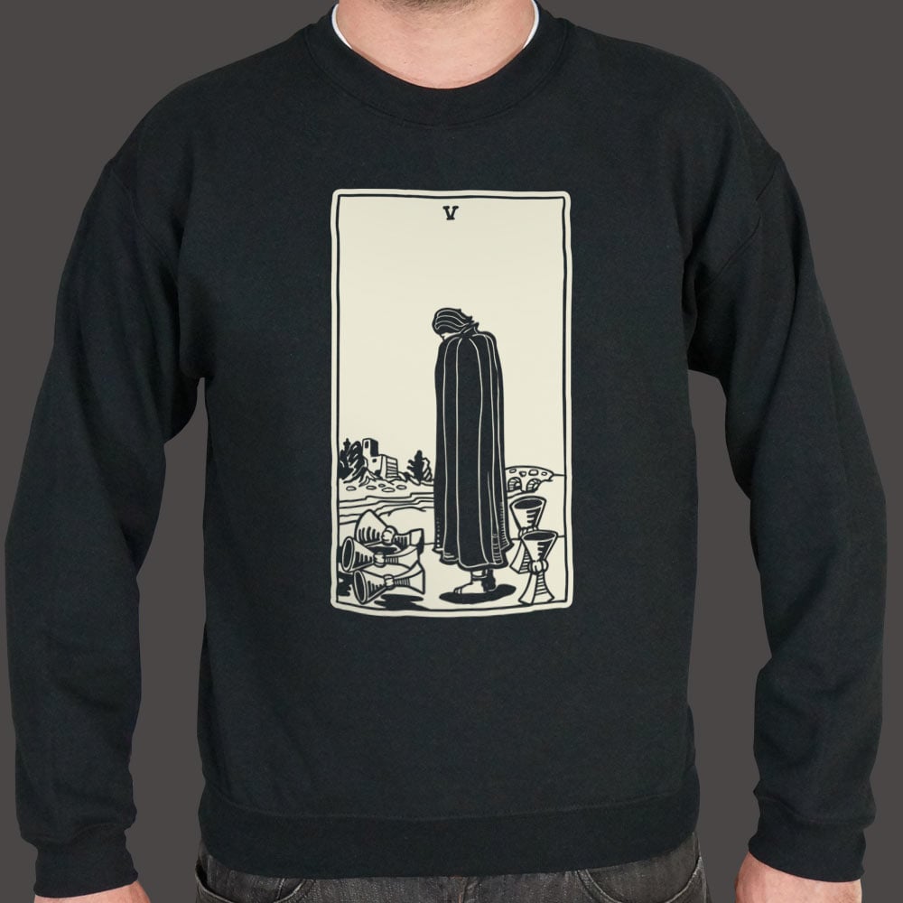 Tarot Five of Cups Card Hooded Figure Mourning