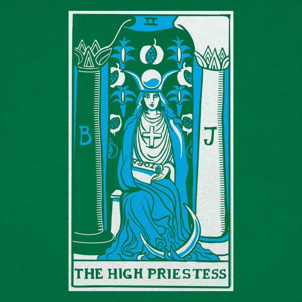 Tarot High Priestess Card with Moon and Pillars