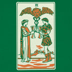 Tarot Two of Cups Lovers Toasting with a Winged Caduceus
