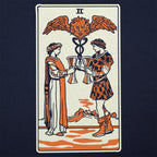 Tarot Two of Cups Lovers Toasting with a Winged Caduceus