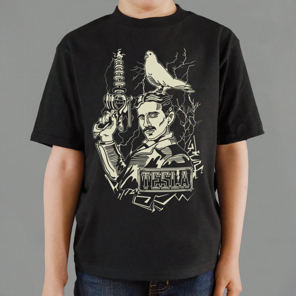 Nikola Tesla with Lightning Coil and Pigeon