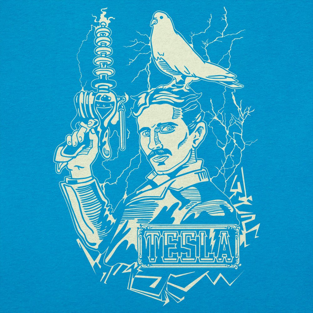 Nikola Tesla with Lightning Coil and Pigeon