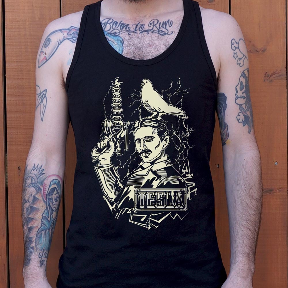 Nikola Tesla with Lightning Coil and Pigeon