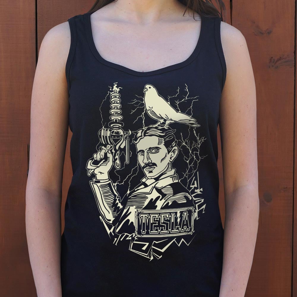 Nikola Tesla with Lightning Coil and Pigeon
