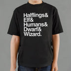 The Fellowship of Halflings. Elves. Humans. Dwarves and Wizards