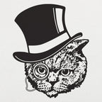Top Hat Cat with Monocle Fancy Feline Gentleman