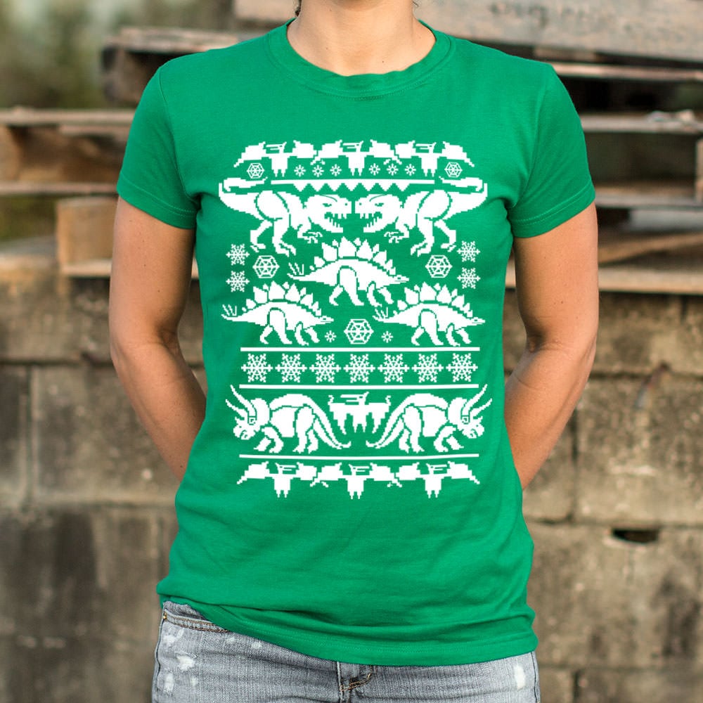 Ugly Dinosaur Sweater Pattern T-Rex and Triceratops