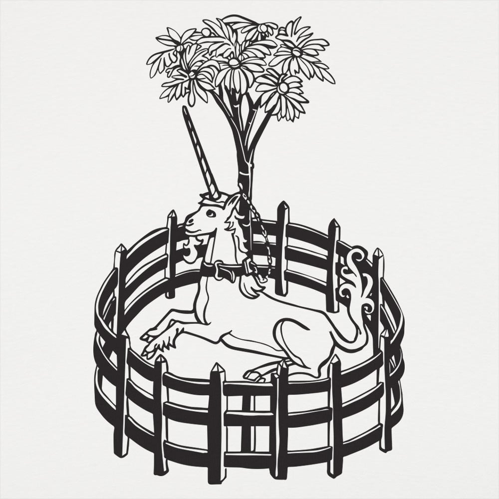Unicorn In Captivity Illustration
