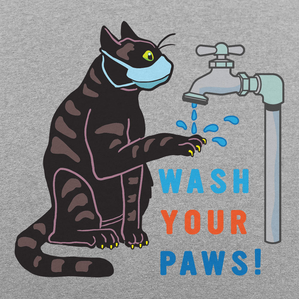 Wash Your Paws Cat Wearing Face Mask at Sink