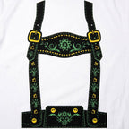 Lederhosen Costume with Suspenders and Floral Embroidery