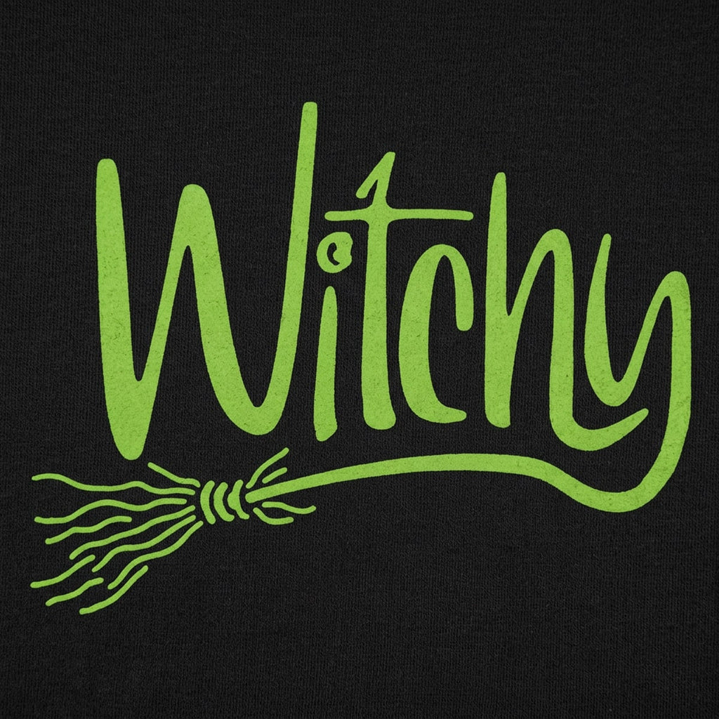 Witchy Green Halloween Witch Broom Lettering
