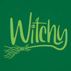 Witchy Green Halloween Witch Broom Lettering