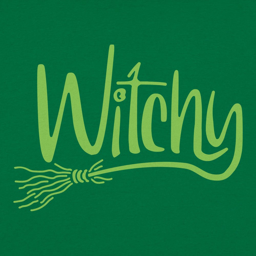 Witchy Green Halloween Witch Broom Lettering