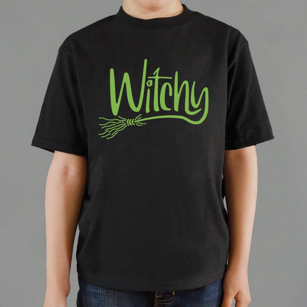Witchy Green Halloween Witch Broom Lettering
