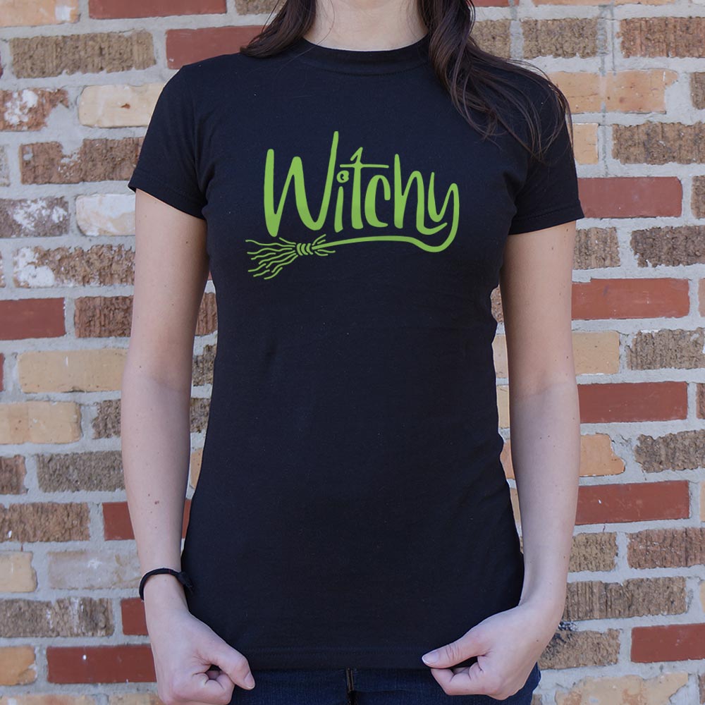 Witchy Green Halloween Witch Broom Lettering