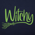 Witchy Green Halloween Witch Broom Lettering