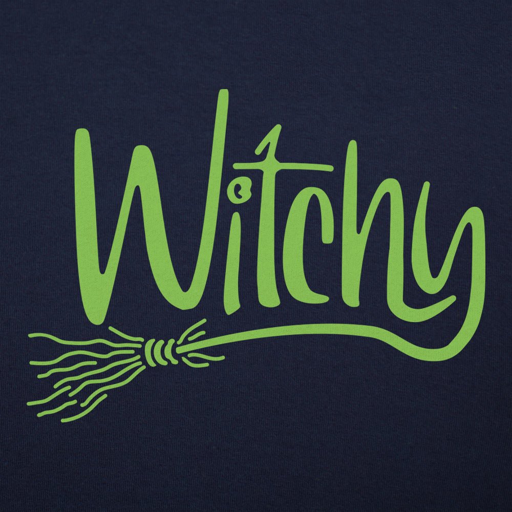 Witchy Green Halloween Witch Broom Lettering