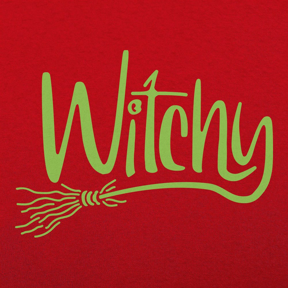 Witchy Green Halloween Witch Broom Lettering